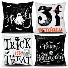 Ghost Halloween Decorations-throw Pillow Covers 18x18in Set Of 4, Spooky Gothic