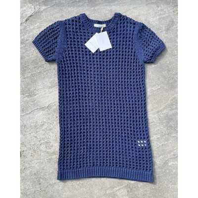 NWT The Frankie Shop Ari Knit Mini Dress Navy XS/S Crochet Cover Up Sold Out