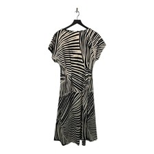 H&M Women's Black and White Zebra Print Midi Dress - Size S, Short Sleeve