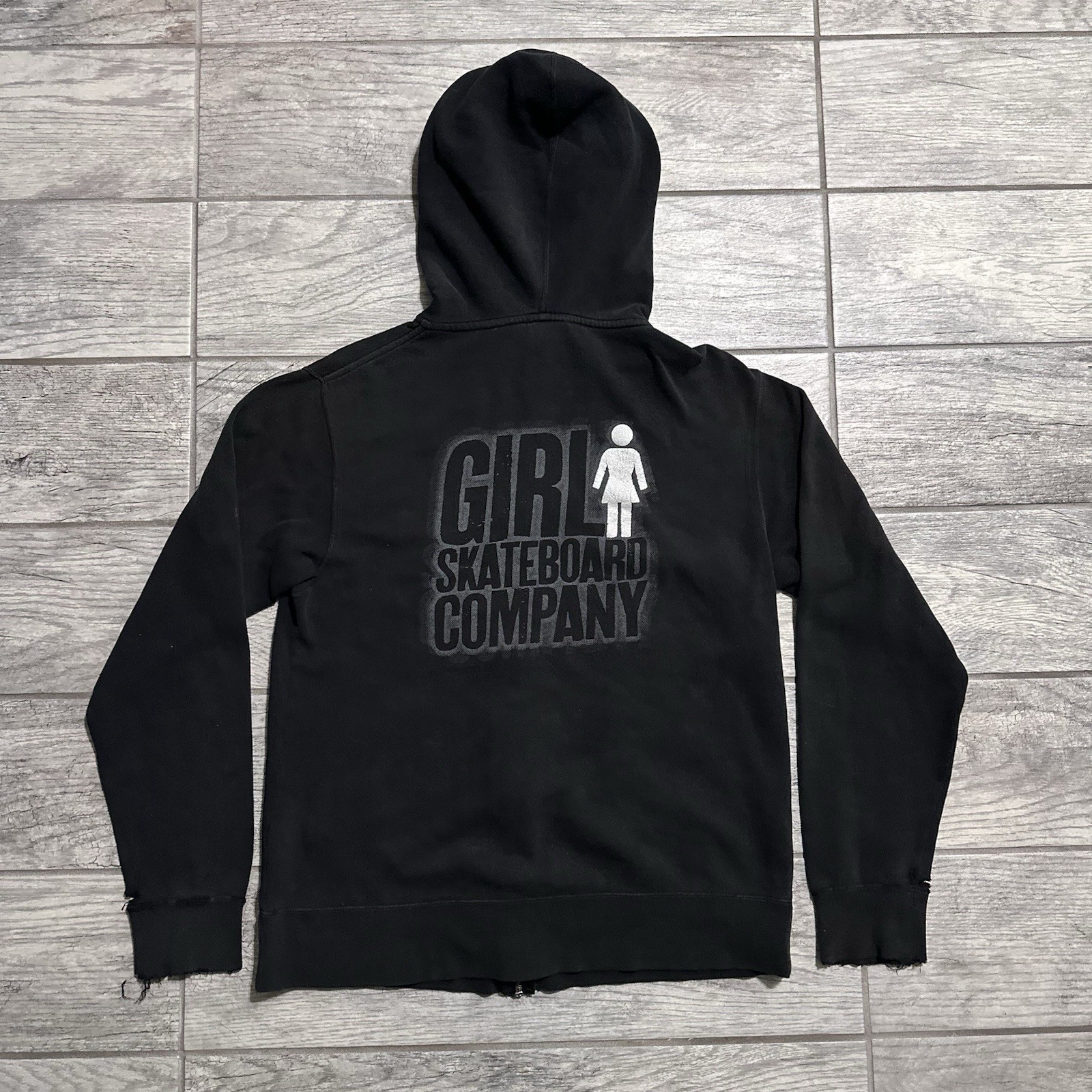 Company Black  Zip Up Hoodie Size Small Graphic Distressed F