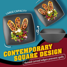 Teivio 16-Piece Kitchen Plastic Square Dinner Set, Service for 4, Dinner Plat...