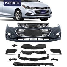 Front Bumper Cover Upper Lower Grille Grill For 2016-2018 Chevrolet Chevy Cruze