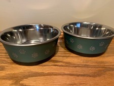 NEW 2 PC Pet Zone No-Tip Stainless Steel Medium Dog Bowls for Food  Water