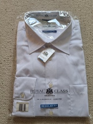 NEU - Royal Class Herrenhemd Langarm - Gr. 44 - Farbe weiß - mit Kragen - NEU