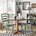 French Ladder Back Rubber Wood Dining Chair Set of 2 Solid Antique Finish Grain