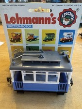 Vintage Western Germany Lehmann Gnomy Blue  White Train Tram Car 970 With Box