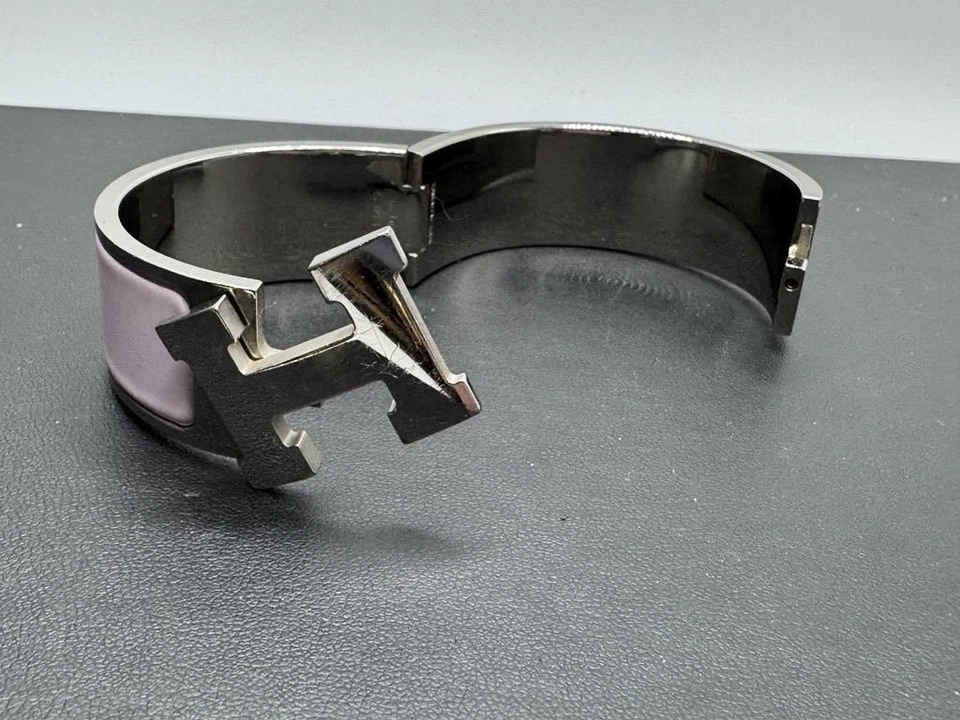 Hermes ~ Clic Clac H браслет в розовой эмали с серебряной фурнитуры LS (341902) - Изображение 3 из 4