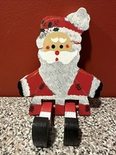 Vtg Looking Wooden Santa Claus Shelf Sitter Hand Painted Christmas SH8
