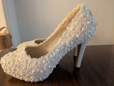 damen bling weiß brautschuhe perle und spitze