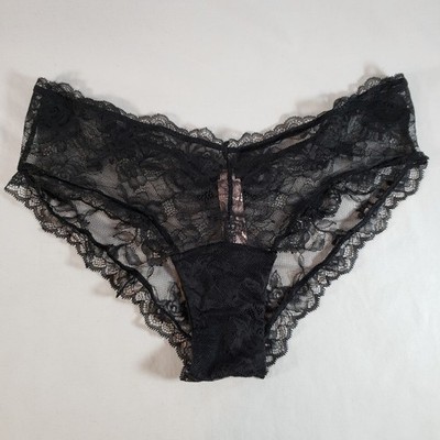 Victoria's Secret Rose Lace High-Leg Cheeky Panty Black Pink Praline Beige