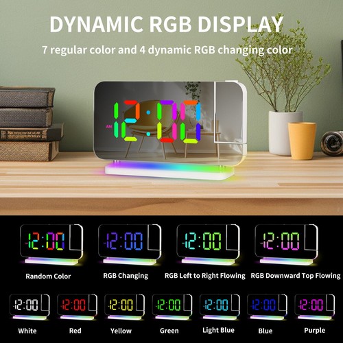 USB LED Digital Projection Alarm Clock with 180° Rotatable Projector,Dual Alarms - Picture 17 of 64