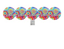 Set Of 5 Happy Birthday Tie Dye 18'' Balloons Party Decorations