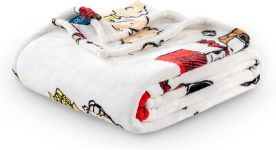 Peanuts Stripe Throw Blanket 55X70 Snoopy Velvetloft Officially Licensed