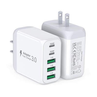USB C Wall Charger Block 2Pack 50W 5-Port C Charger Fast Charging Block PD Po...