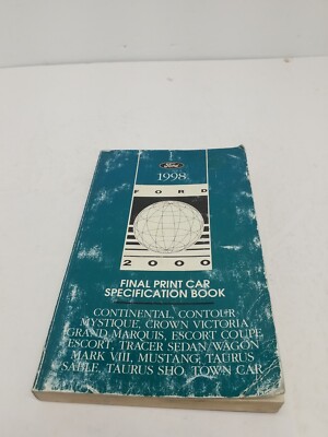 1998 Ford Final Print Car Specification Book