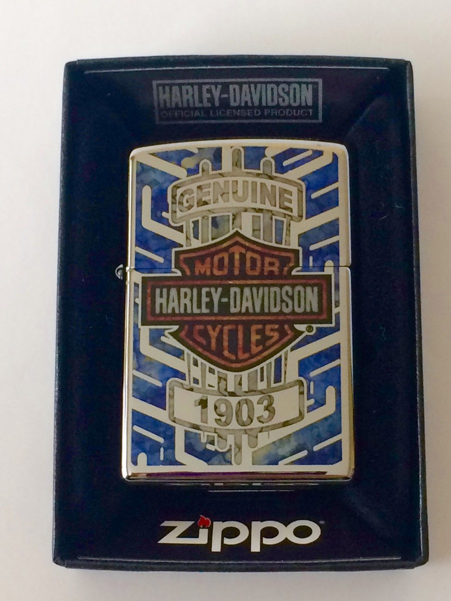 Zippo Harley Davidson Chrome Lighter With Stained Glass