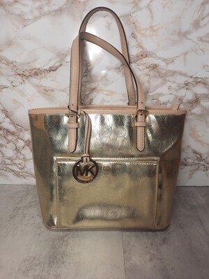 Michael Kors Jet Set Bag 10'' X 13'' Gold Metallic