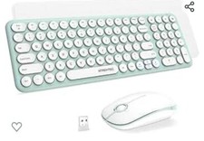 Wireless Keyboard and Mouse Combo Pink Cute Kawaii Green Aesthetic Quiet Laptop