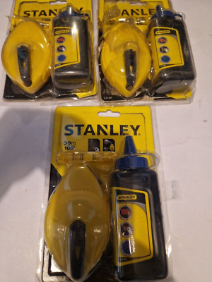 Stanley Originalartikel 3x 30m blau Kreide & Linie Level Set Plumb Bob ideal Dewalt