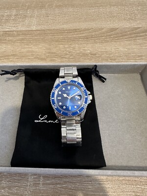 Mens Cheap Watch Yolako Blue Dial Date Silver Strap Inexpensive