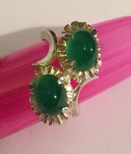 Anello In Argento Con Due Pietre Dure Colore Verde. Misura Regolabile.