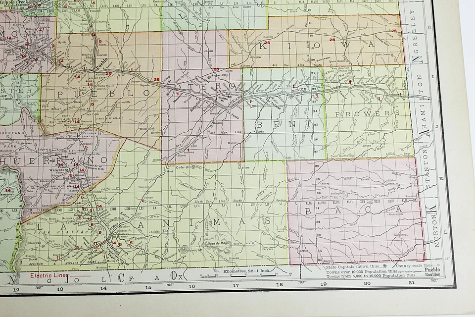 COLORADO State Map Rand McNally 1901 Railroad RR Business City Large Folio - Image 4 of 4