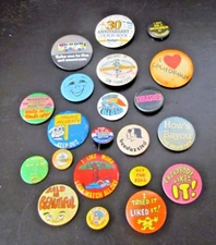 VINTAGE Lot of 20 Badge Pin Pinback Button Funny Humorous