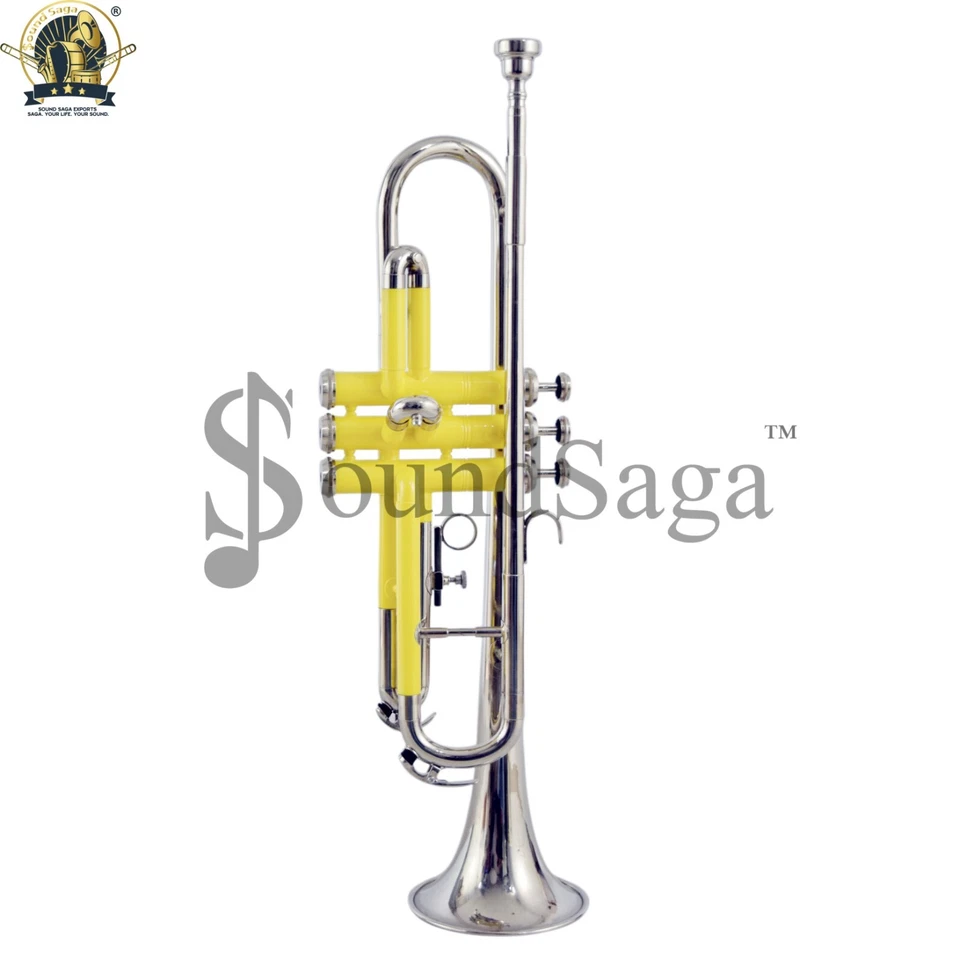SOUND SAGA Trompeta Bb Pitch Con Boquilla y Estuche de Transporte Guantes (Amarillo Plata) Foto 2 de 4