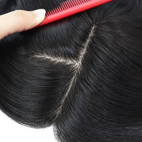 Silk Top Topper Women Human Cuticle Remy Hair Black Hair Top Pieces SP83 14'' - Picture 7 of 10