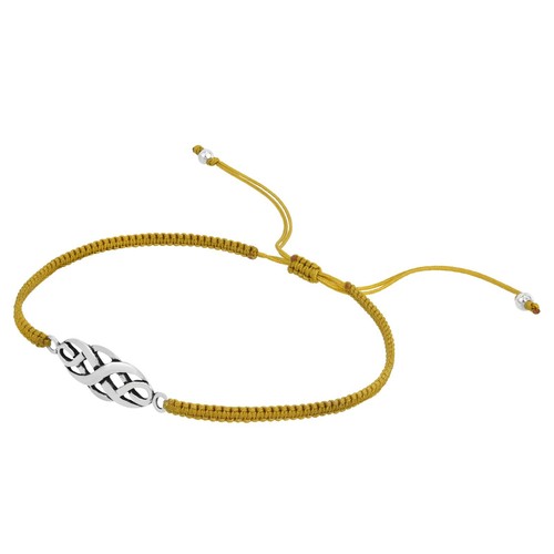 Brazalete de cuerda ajustable con nudo infinito celta plata esterlina con dije sobre marrón - Imagen 2 de 4
