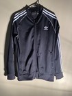 Adidas Trefoil Black White Track Jacket Zip Up XL Sz Boys Youth Embroidered