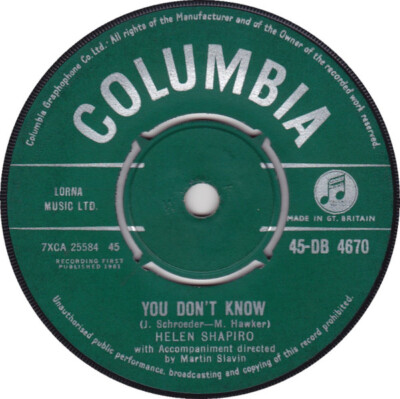Helen Shapiro - You Don t Know / VG / 7'''', Single, Pus