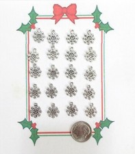 NEW--20 TIBET SILVER CHRISTMAS SNOWFLAKES CHARMS..CHRISTMAS IN JULY SALE