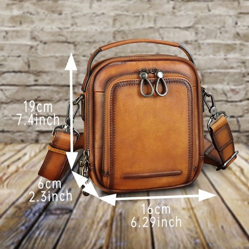 Genuine Leather Messenger Bag for Men Small Sling Purse Crossbody Shoulder Bags - Picture 5 of 16