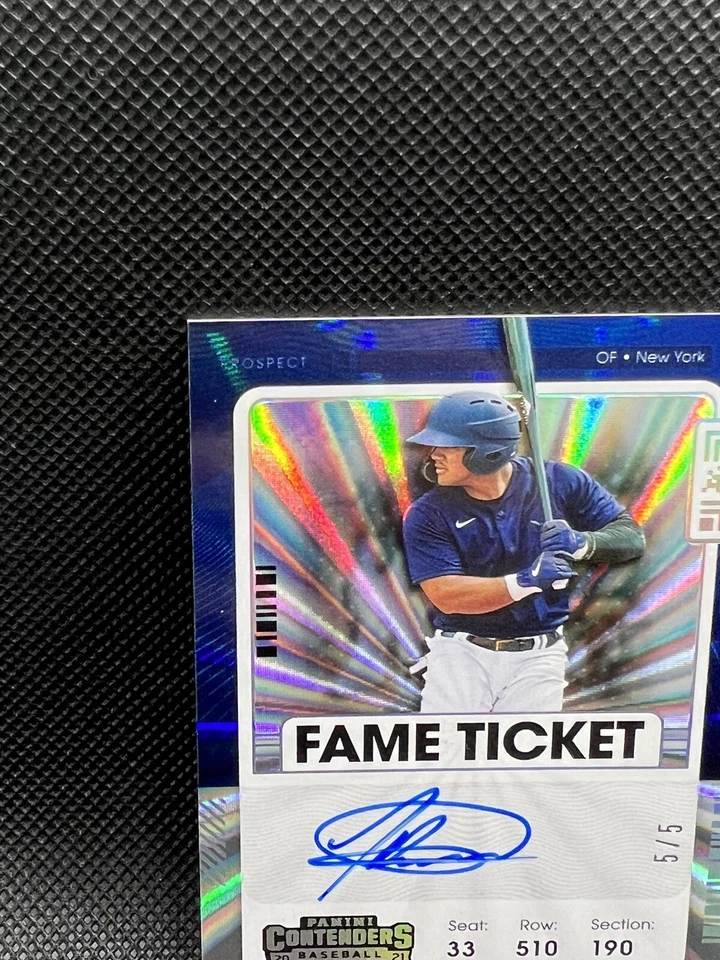 2021 Jasson Dominguez Panini Contenders Baseball Fame Ticket Auto 5/5 NY Yankees - Image 2 of 4