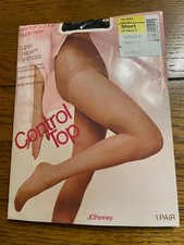 JC Penney Super Shaper Pantihose Pantyhose Control Top - Off Black - Size Short