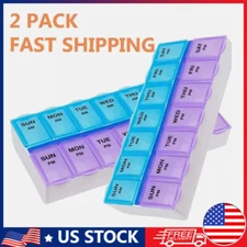 2PCS Weekly Pill Box Organizer Twice a Day 7 day AMPM Medicine Organizer Case 