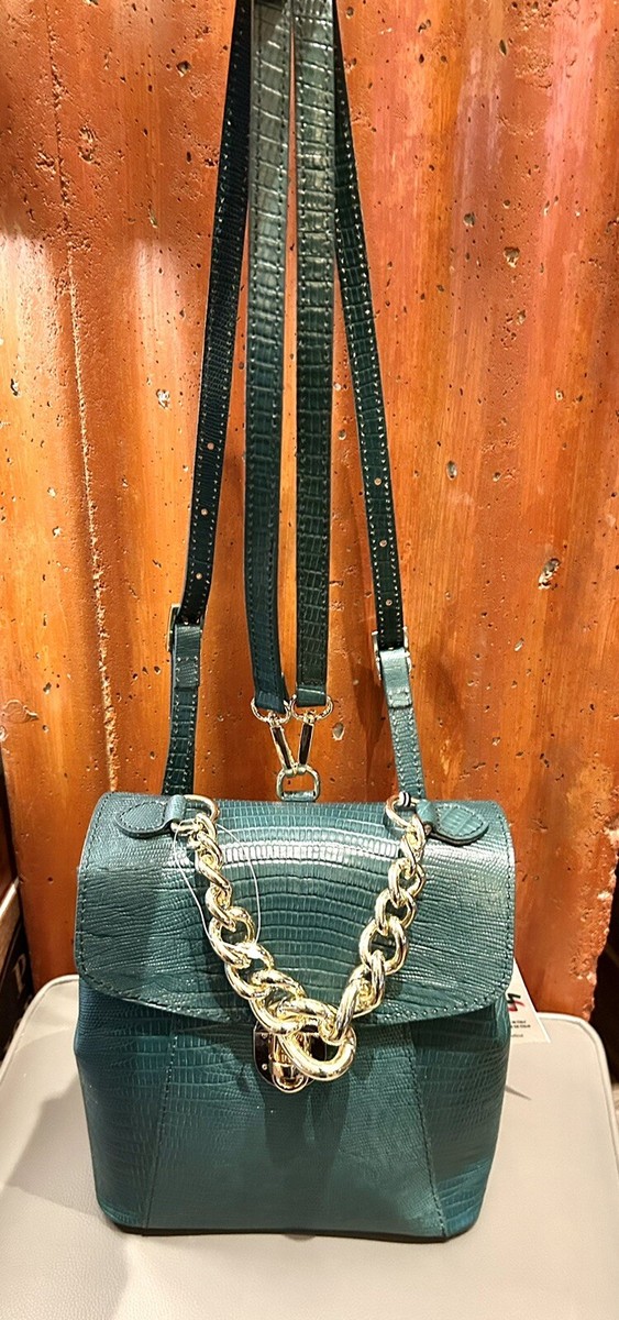 Divina Firenze Trilli Green Italian Leather Convertible Backpack Crossbody Bag Divina Firenze Trilli Green Italian Leather Convertible  main image 4