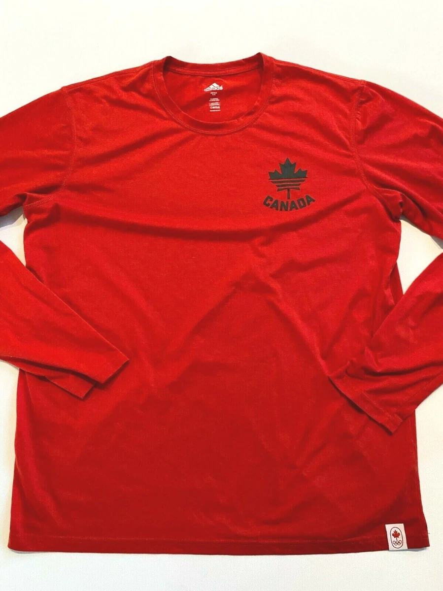 Adidas Shirt Men's Extra Large Canada Logo Long Sleeve Red