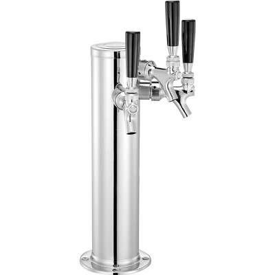 Triple Taps Draft Beer Tower Dispenser Stainless Steel Keg Beer Tower Kegerator
