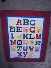 ABC Quilt - crib comforter, hand quilted wall hanging baby blanket