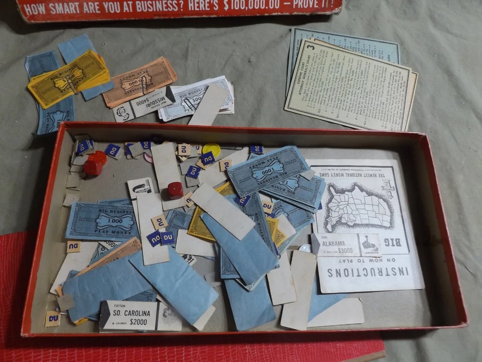 Vintage Toys 1954 Board Game BIG BUSINESS Transogram Co Instructions Pcs & Box - Image 4 of 4