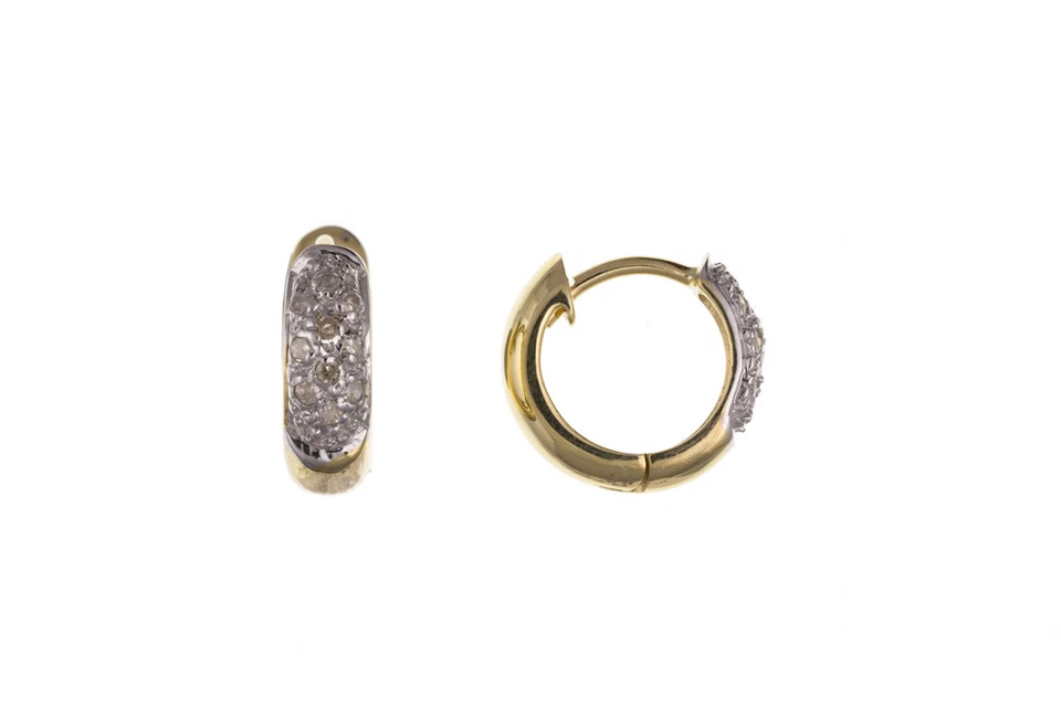 Men's Earring Diamond Huggie Earring 9 Carat Yellow Gold Hoop Earring - Image 2 of 3