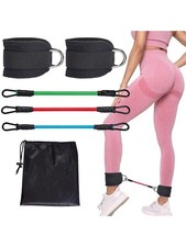Set of 5 Heavy Duty Resistance Band Exercise Yoga Workout Power Gym Fitness