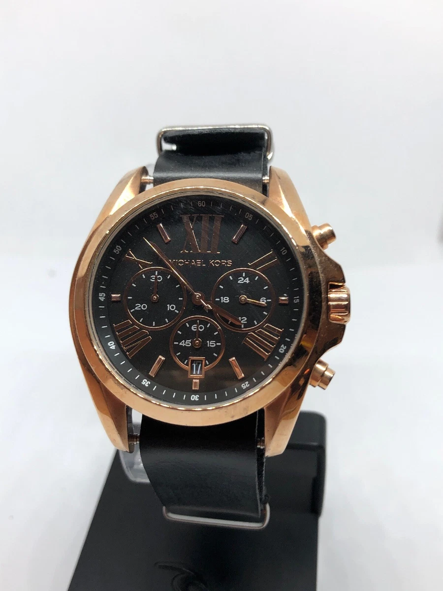 MICHAEL KORS MK5854 Women s Black Leather Analog Dial Quartz Genuine Watch KG440