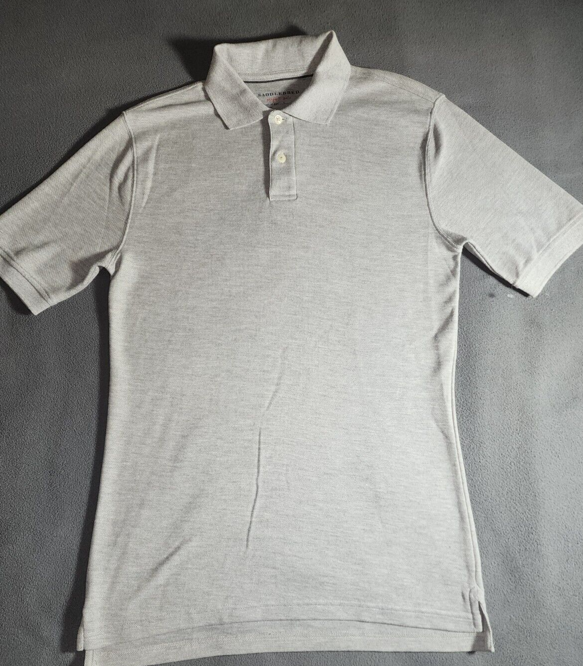 PONY Camicia Saddlebred Uomo Piccola Grigio Manica Corta Quarto Bottone Collo Polo Perfetta