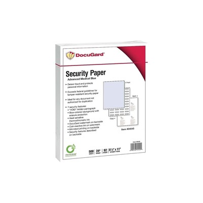 DocuGard Advanced Blue Security Paper, 7 Features, 8.5 x 11 Inches, 24 lb, 25...