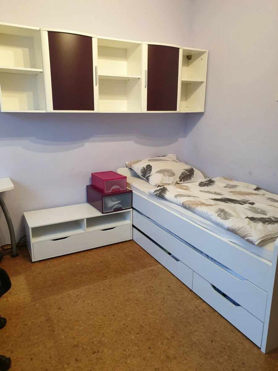 jugendzimmer, gebraucht, weiß/lila, 2. bett