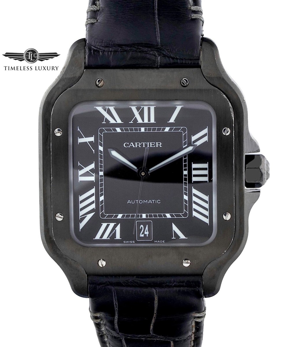 Men's Cartier Santos Large WSSA0039 Black ADLC Coated 40mm