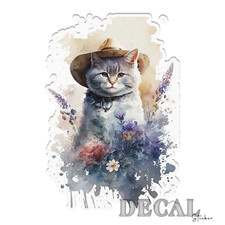 Cute Cat Watercolor Vinyl Decal Sticker Indoor Outdoor 4 Sizes